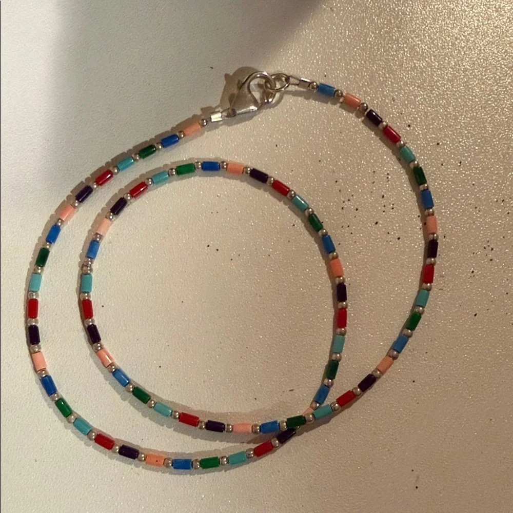 Silpada Sterling Silver Colorful Boho Bead Necklace. 16”Length. - Picture 3 of 3